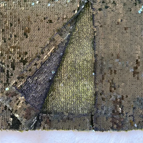 Zara Moss Green Sequin Midi Skirt XS Party Night Out Glam - Picture 6 of 8